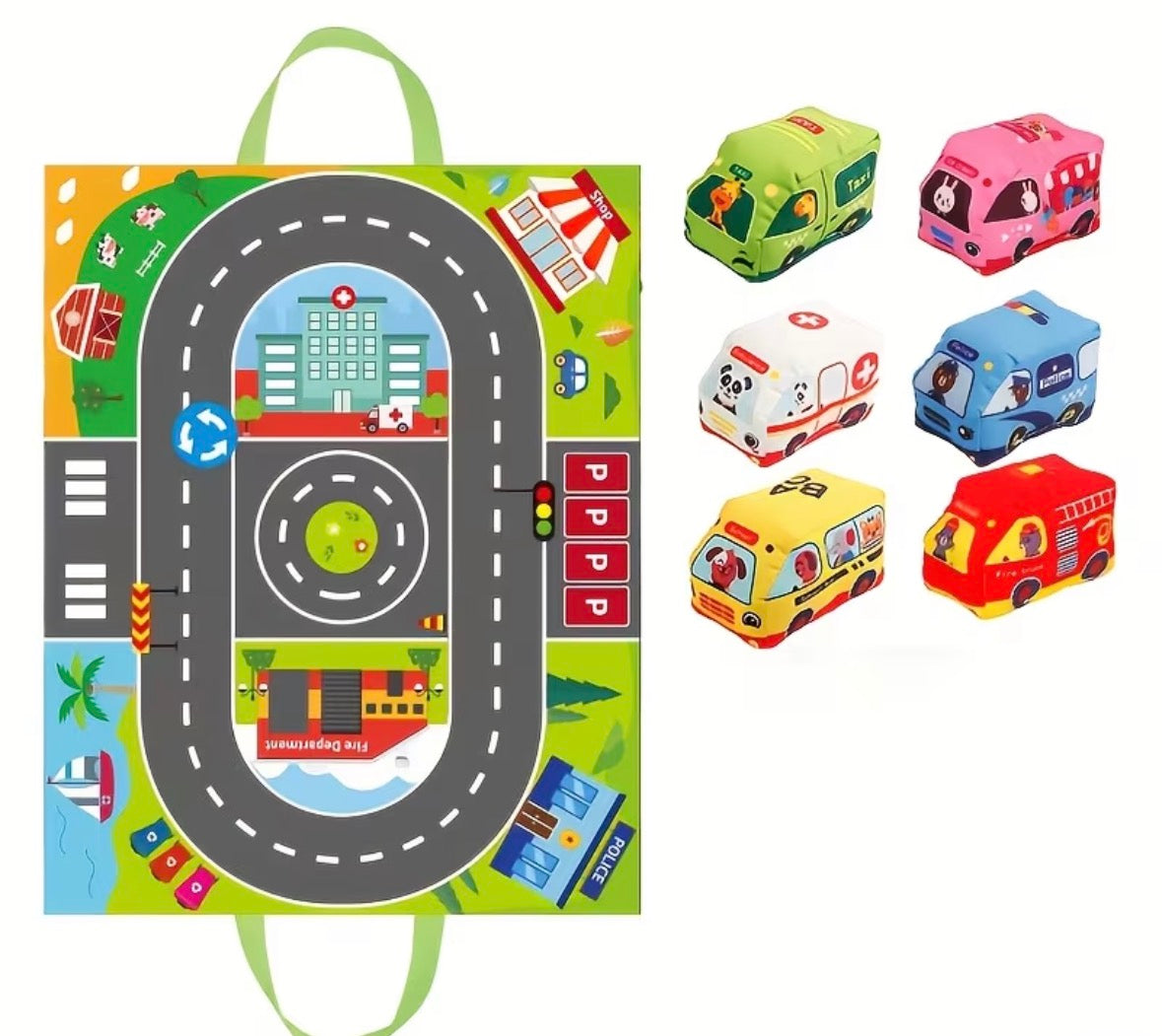 Plush car and road set
